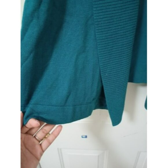 JM Collection Womens Open Front Cardigan Sweater Teal XL Ribbed Design - Picture 6 of 12